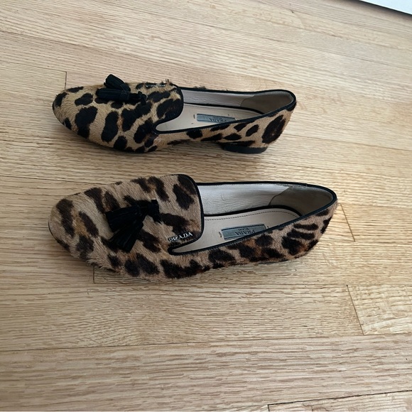 Prada Calf Hair Leopard Print Smoking Shoe - Picture 7 of 9